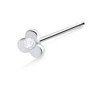 Flower With Stone Silver Straight Nose Stud NSKA-201